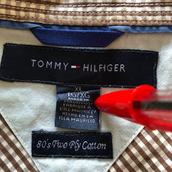 Tommy Hilfiger Men Button Down Shirt XL 80’s Two Ply Cotton Gingham Long Sleeve - Picture 2 of 15